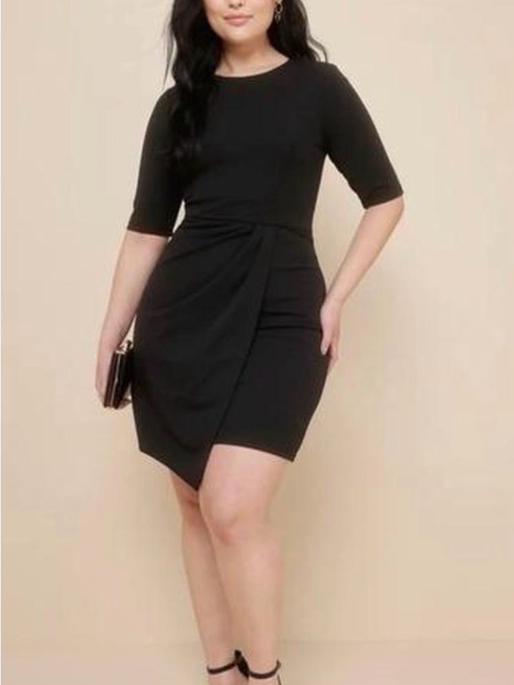 Lulus Westwood Half Sleeve Crewneck Pleated Faux Wrap Sheath Dress NWT Size XL